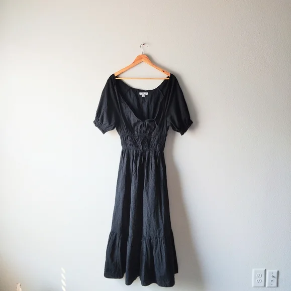 And Now This 100% Cotton Black Midi Dress - Picture 1 of 6